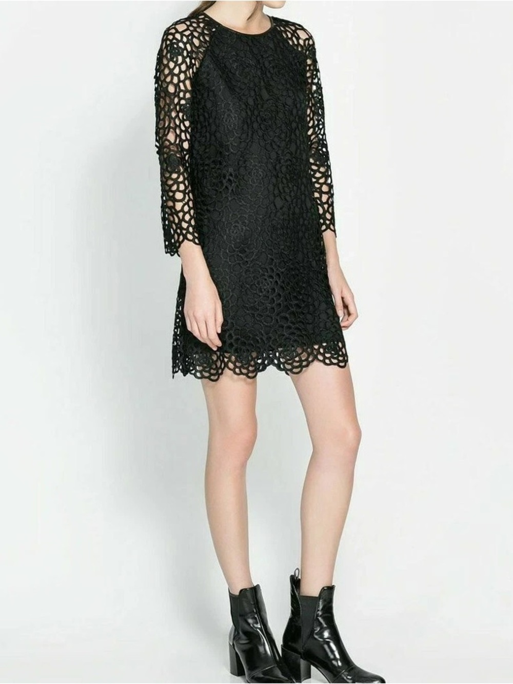 Zara Black Lace Crochet Mini Dress